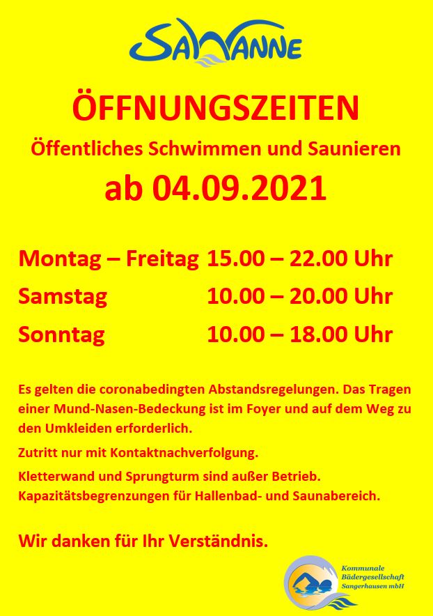 SaWanne weiterhin geöffnet - Zutritt ab sofort nur nach 3G-Regel