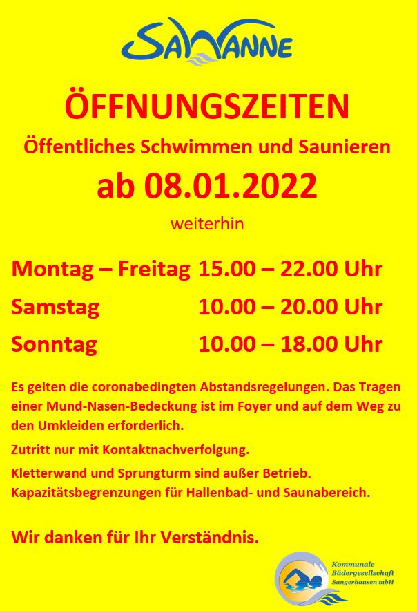 SaWanne weiterhin geöffnet - Zutritt nur nach 2G-Regel